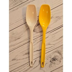 Foley Vintage Nylon Plastic Serving Spoon Set of 2 Yellow Cream MCM